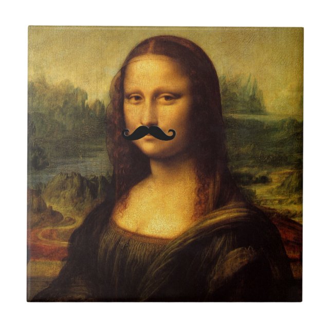 Azulejo De Cerâmica Mona Lisa Com bigode (Frente)