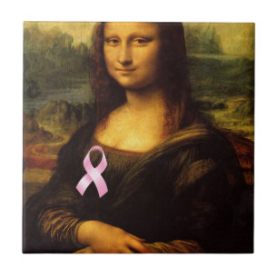 Azulejo De Cerâmica Mona Lisa Com Fita Rosa