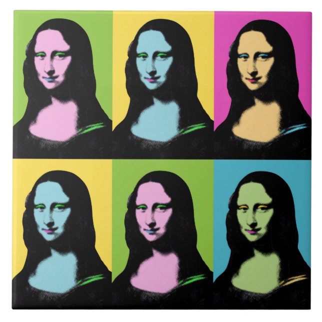 Azulejo De Cerâmica Mona Lisa - Estilo de Arte Pop (Frente)
