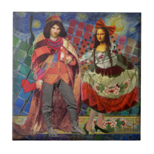 Azulejo De Cerâmica Mona Lisa lunática