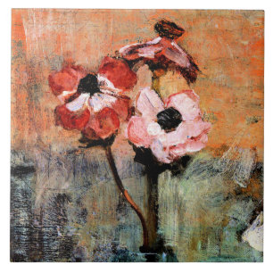 Azulejo De Cerâmica Mondrian - Anêmonas num Vaso