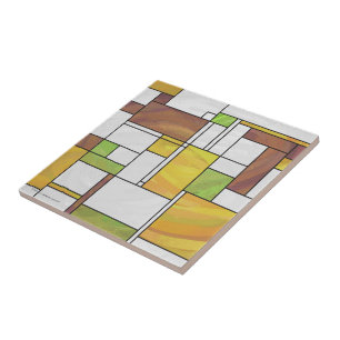 Azulejo De Cerâmica Mondrian Brown Yellow Impressão