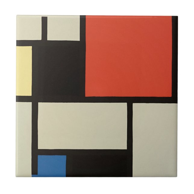 Azulejo De Cerâmica Mondrian Composition Modern Abstrato Pintura (Frente)