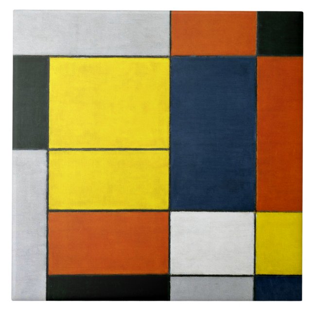 Azulejo De Cerâmica Mondrian - N. º VI, Composição n. º II (Frente)