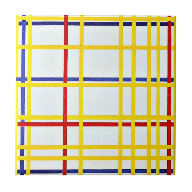 Azulejo De Cerâmica Mondrian - Nova Iorque I, abstrato (Frente)