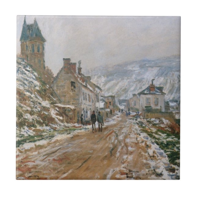 Azulejo De Cerâmica Monet - A estrada em Vetheuil no inverno (Frente)