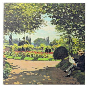 Azulejo De Cerâmica Monet - Adolphe Monet Lendo no Jardim
