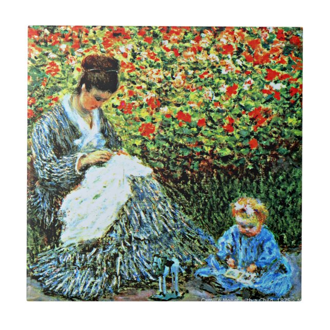 Azulejo De Cerâmica Monet - Camille Monet e Child (Frente)