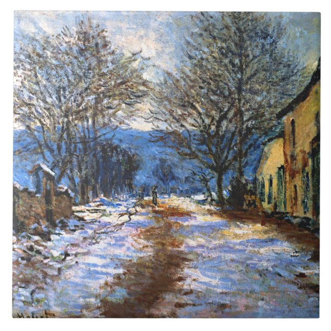 Azulejo De Cerâmica Monet - Efeito da Neve em Limetz, (Frente)