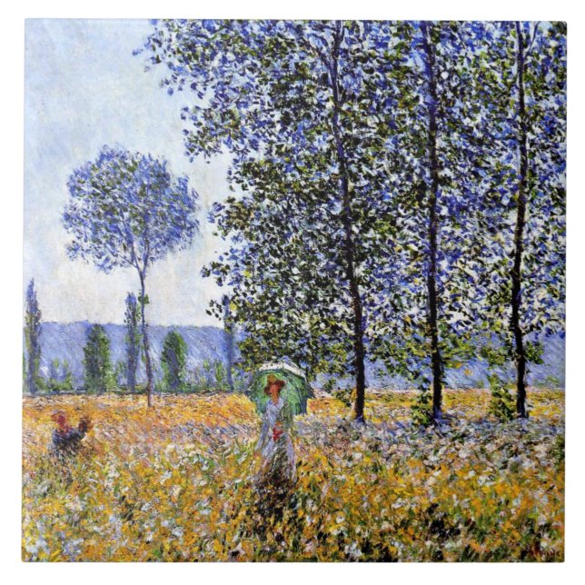 Azulejo De Cerâmica Monet - Efeito de luz solar debaixo dos Pártaros, (Frente)