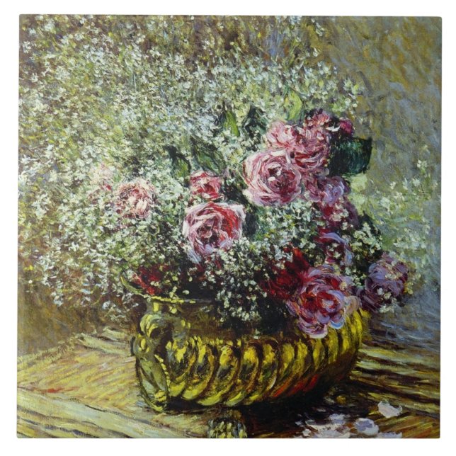 Azulejo De Cerâmica Monet - Flores num Pote, (Frente)