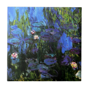 Azulejo De Cerâmica Monet: Lírios-Água, índigo azul