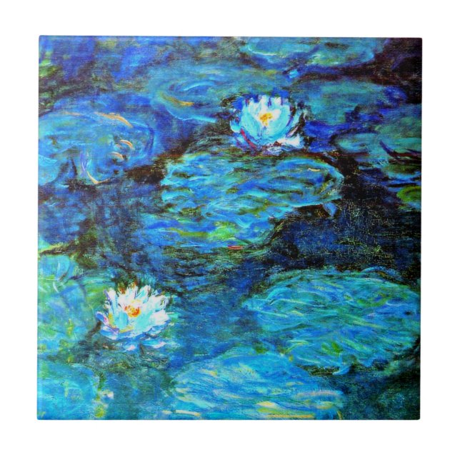 Azulejo De Cerâmica Monet - Lírios Azuis (Frente)