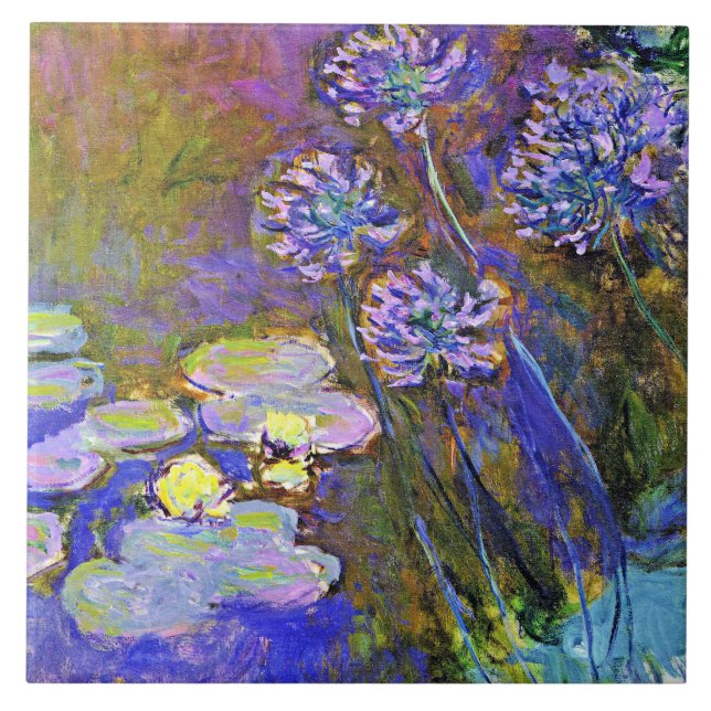 Azulejo De Cerâmica Monet - Lírios de Água e Agapanthus (Frente)