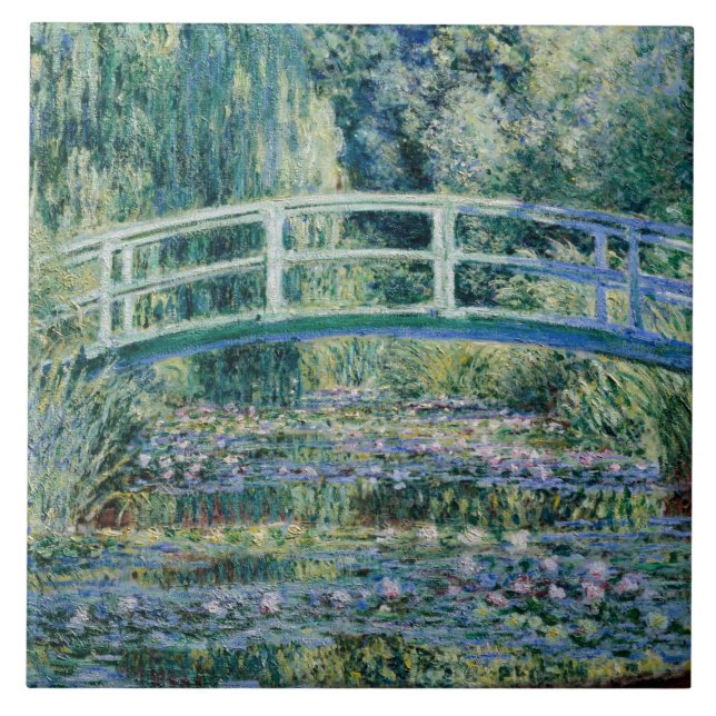 Azulejo De Cerâmica Monet - Lírios de Água e Ponte Japonesa (Frente)