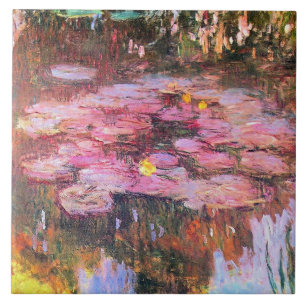 Azulejo De Cerâmica Monet - Lírios De Água, Rosa,