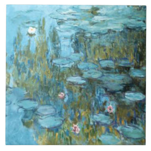 Azulejo De Cerâmica Monet - Lírios De Água (Turquesa),