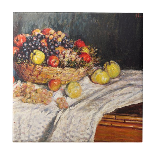 Azulejo De Cerâmica Monet - Maçãs e Uvas, (Frente)
