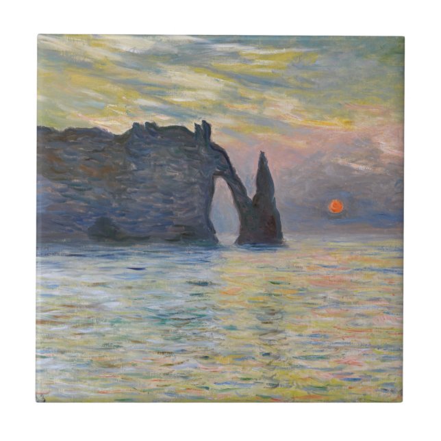 Azulejo De Cerâmica Monet - Manneport, Cliff em Etretat, Sunset (Frente)