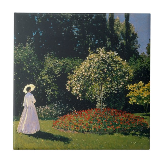 Azulejo De Cerâmica Monet - Mulher no Jardim (Frente)