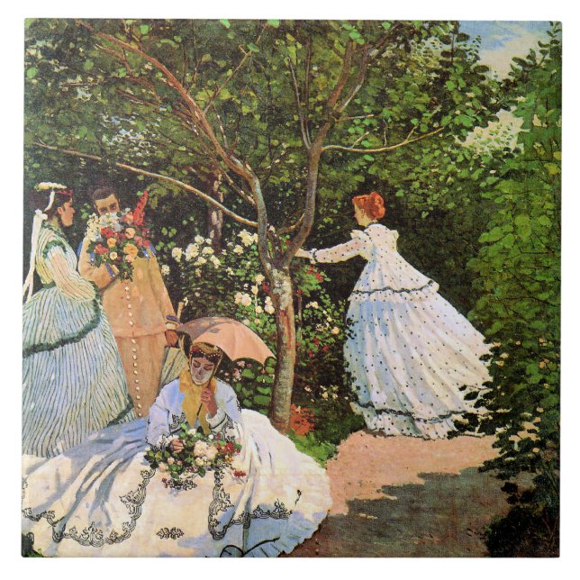 Azulejo De Cerâmica Monet - Mulheres no Jardim (Frente)