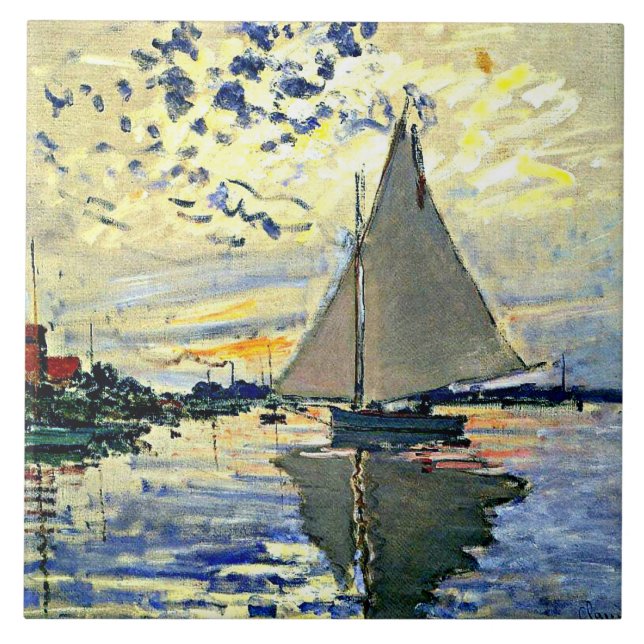 Azulejo De Cerâmica Monet - Navio de vela na le Petit Gennevilliers (Frente)