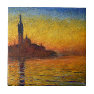 Azulejo De Cerâmica Monet Sunset Veneza Impressionismo Colorido Arte