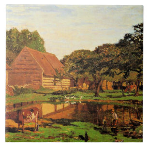 Azulejo De Cerâmica Monet - Um Pátio Rural na Normandia,
