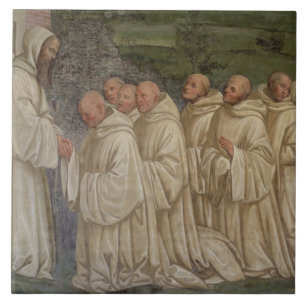 Azulejo De Cerâmica Monges do licor beneditino, da vida de St.