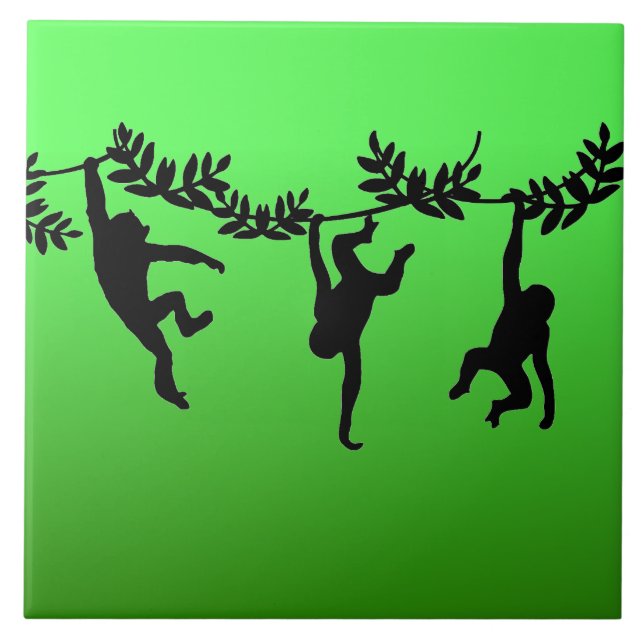 Azulejo De Cerâmica Monkey Troop (Frente)