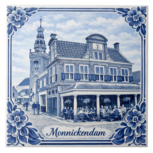 Azulejo De Cerâmica Monnickendam Delft Blue style ceramic tile (Frente)