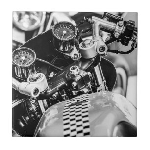 Azulejo De Cerâmica Monocromático de motociclista Biker
