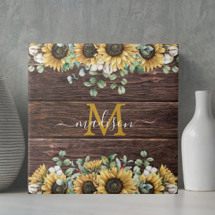 Azulejo De Cerâmica Monograma Amarelo Girassol Eucalipto Madeira Marro