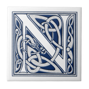 Azulejo De Cerâmica Monograma celta de N