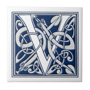 Azulejo De Cerâmica Monograma celta de V