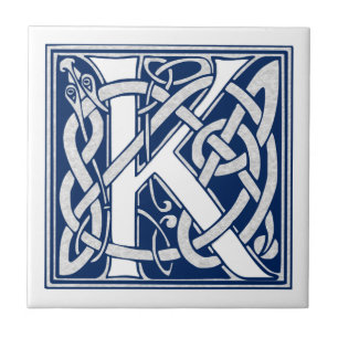 Azulejo De Cerâmica Monograma Celta K