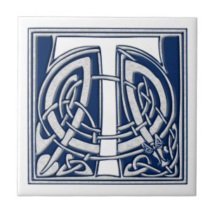 Azulejo De Cerâmica Monograma Celta T