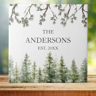 Azulejo De Cerâmica Monograma Cores de Pinheiros Russos e Ramais