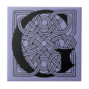 Azulejo De Cerâmica Monograma da Letra G Impressão de Nó Celta Vintage