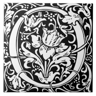 Azulejo De Cerâmica Monograma da Letra O em Art Nouveau por William Mo