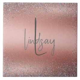 Azulejo De Cerâmica Monograma de brilho metálico Dourado e escovado co