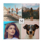 Azulejo De Cerâmica Monograma de Colagem de Fotos da Família<br><div class="desc">Belo azulejo personalizado de fotos para sua casa,  com quatro de suas fotografias e monogramas favoritos da família.</div>