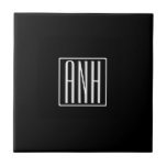 Azulejo De Cerâmica Monograma de Iniciais | Branco A Preto<br><div class="desc">Clássico,  mínimo e moderno.</div>