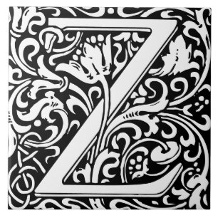 Azulejo De Cerâmica Monograma de Letra Z de Alfabeto Floral 