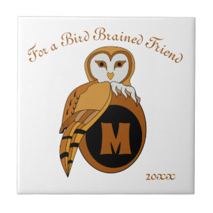 Azulejo De Cerâmica Monograma do Elegante britânico Barn Owl