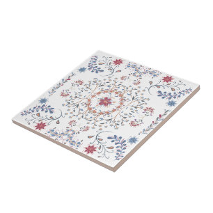 Azulejo De Cerâmica Monograma Floral de Vintage
