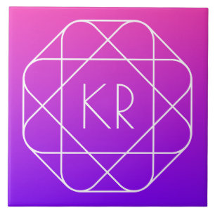 Azulejo De Cerâmica Monograma Geométrico Legal   Magenta Violeta Roxo