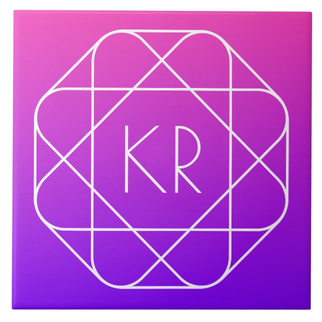 Azulejo De Cerâmica Monograma Geométrico legal | Violeta púrpura magen (Frente)