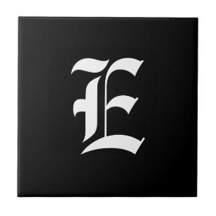 Azulejo De Cerâmica Monograma inicial E preto e branco