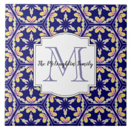 Azulejo De Cerâmica Monograma mediterrâneo espanhol da família do